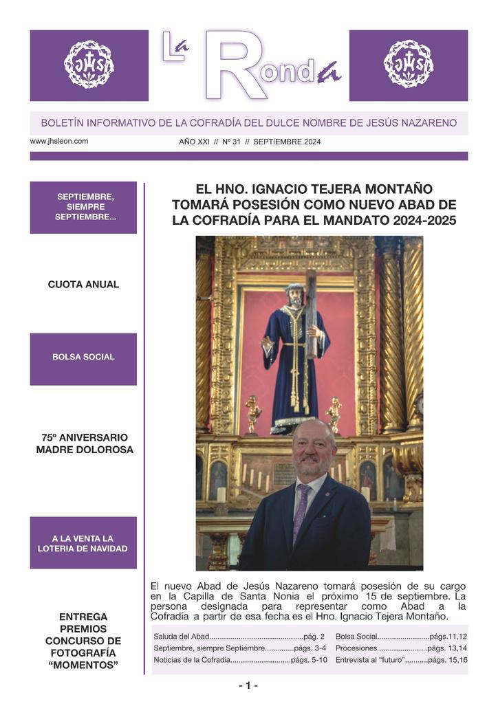 Cofradía del Dulce Nombre de Jesús Nazareno - portada periódico la ronda