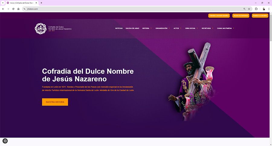 Cofradía del Dulce Nombre de Jesús Nazareno - portada de la web